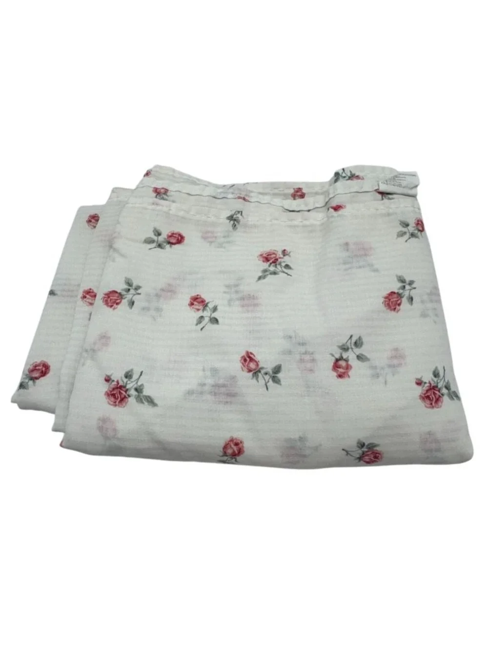Vintage Cannon White Rose Floral Cotton No Iron Flat Full Double Sheet Bedding